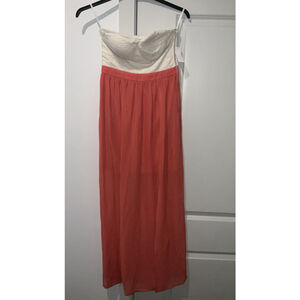 Womens Strapless Dress Peach White by Stooshy Size 3 - short slip/chiffon flow